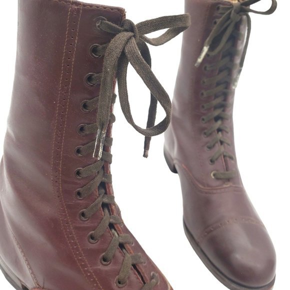 Antique SZ 5 Womens Edwardian Leather Lace Boots Sensation Roberts Johnson Rand - Picture 5 of 11